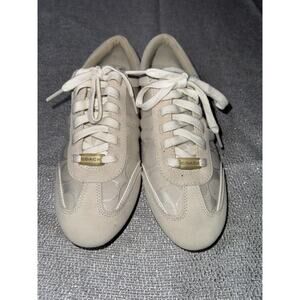 COACH DILLON WOMEN’S OFF WHITE SIGNATURE CANVAS SUEDE LEATHER LACE SHOE SIZE 8.5